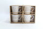 DKD Home Decor Tazas de Café Boho de Gres Beige Blanco 180ml Set de 4, Apto Microondas y Lavavajillas