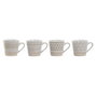 DKD Home Decor Tazas de Café Boho de Gres Beige Blanco 180ml Set de 4