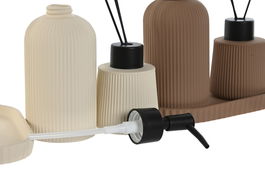 DKD Home Decor Baño Crema Terracota Dolomita ABS Set de 3 Piezas 9 x 2 x 17 cm