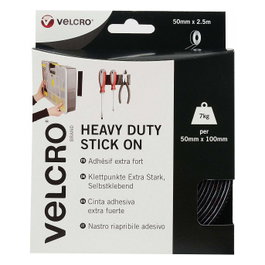 VELCRO Cinta de velcro autoadhesiva VEL-EC60245 de 50 mm x 2,5 m, Negro