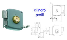 MCM Cerradura de sobreponer 2525P 80-DCHA Pintada Cilindro Perfil