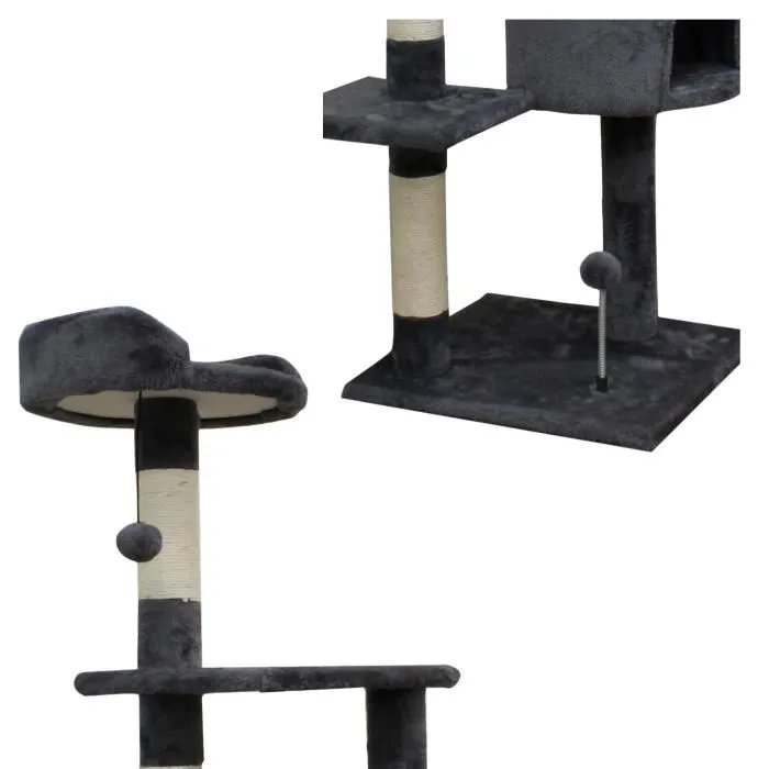 JAPSER Árbol para Gatos ALC06 Mediano con Nicho y Pelotas de Juego 40 x 40 x 114 cm Gris JAPSER Árbol para Gatos ALC06 Mediano con Nicho y Pelotas de Juego 40 x 40 x 114 cm Gris