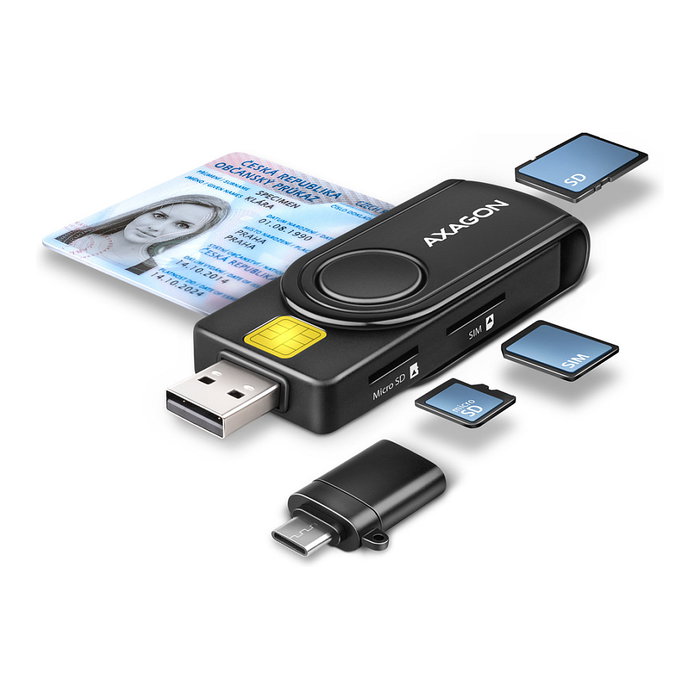 Axagon CRE-SMP2A USB Smart Card & SD/microSD/SIM Card PocketReader Axagon CRE-SMP2A USB Smart Card & SD/microSD/SIM Card PocketReader