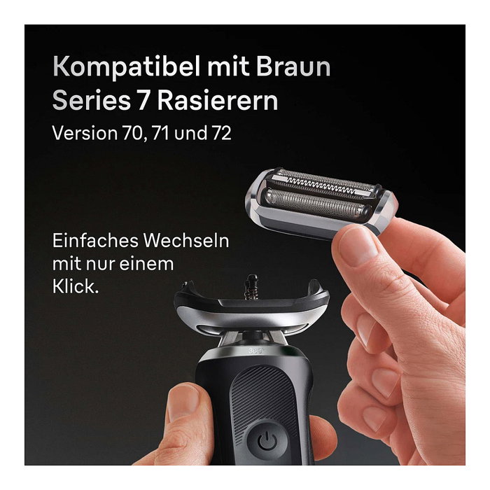 Braun Series 7 74S Cabezal para afeitado, 3 Recambios, Negro y Acero Inoxidable, Compatible con Máquinas Braun Series 7