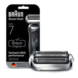 Braun Series 7 74S Cabezal para afeitado, 3 Recambios, Negro y Acero Inoxidable, Compatible con Máquinas Braun Series 7