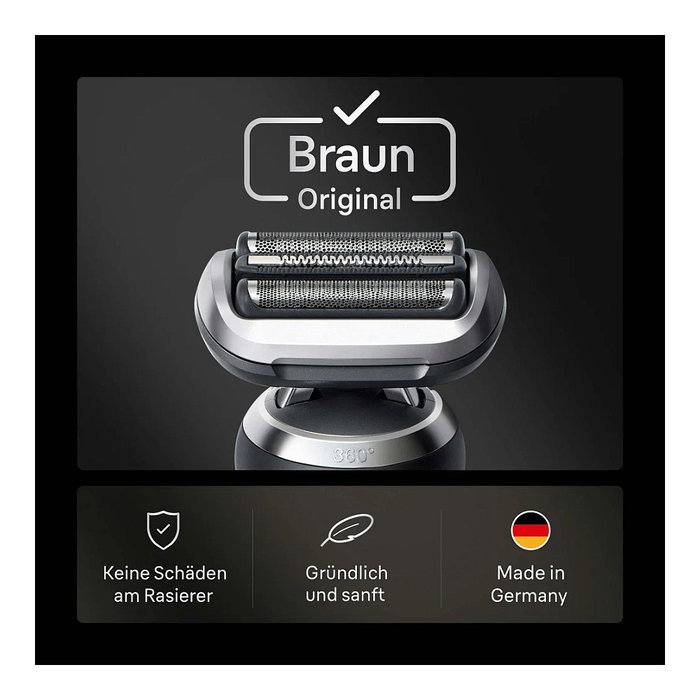 Braun Series 7 74S Cabezal para afeitado, 3 Recambios, Negro y Acero Inoxidable, Compatible con Máquinas Braun Series 7