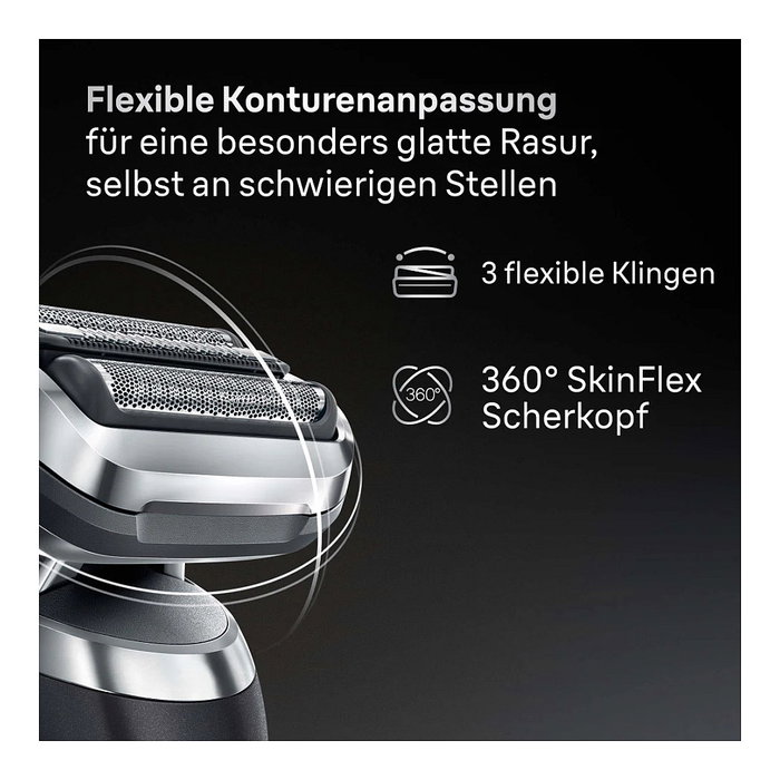 Braun Series 7 74S Cabezal para afeitado, 3 Recambios, Negro y Acero Inoxidable, Compatible con Máquinas Braun Series 7