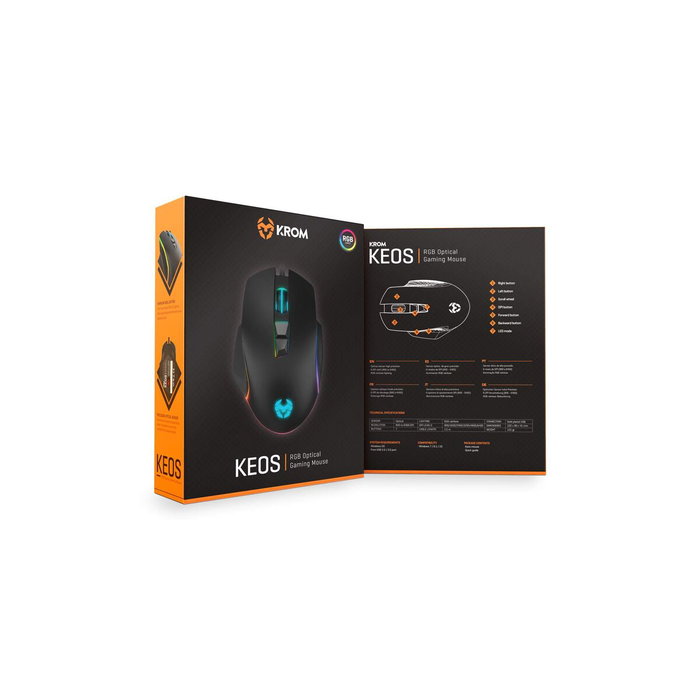 Krom Keos Ratón Gaming RGB 6400 DPI Negro