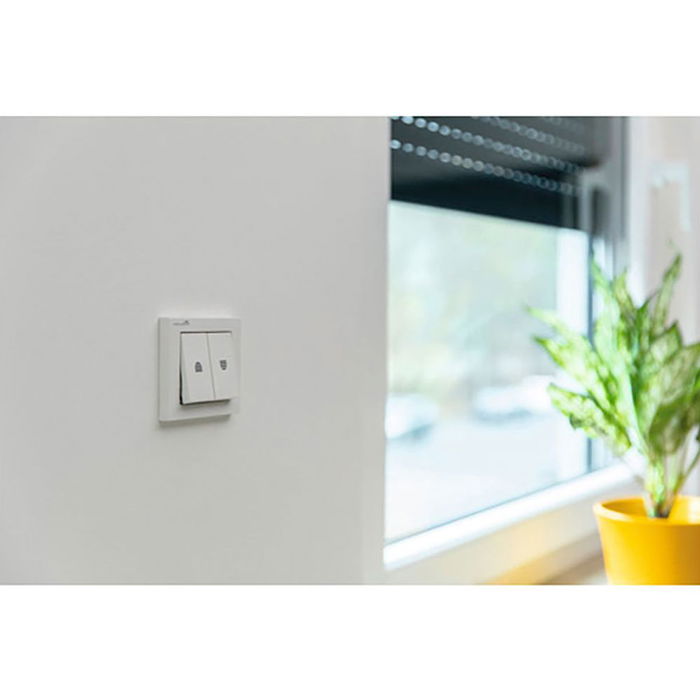 Schellenberg 23005 Interruptor para Enrolladores de Persiana Doble 2 Botones Control Manual Blanco