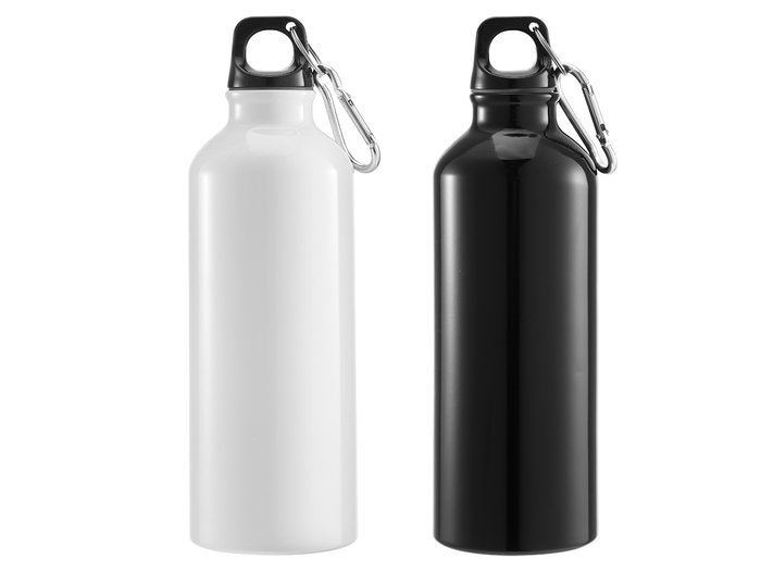 LEKNES Botella con Mosquetón 500 ml de Aluminio y Plástico, 21.5 cm de Alto, Surtido en Colores (Set de 24)