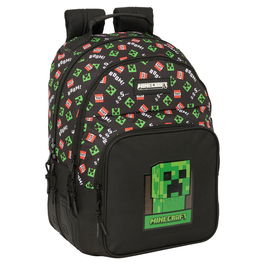 SAFTA Mochila Minecraft 42cm Adaptable a Carro Portamochilas con Doble Departamento y Bolsillo Frontal