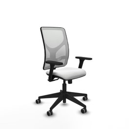 PIQUERAS Y CRESPO Silla de oficina Motilla, Mecanismo Sincro, Tela Blanca, Brazos 3D