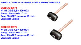 RUBI Mazo de Goma Negra KANGURO 7,5 cm 750 g
