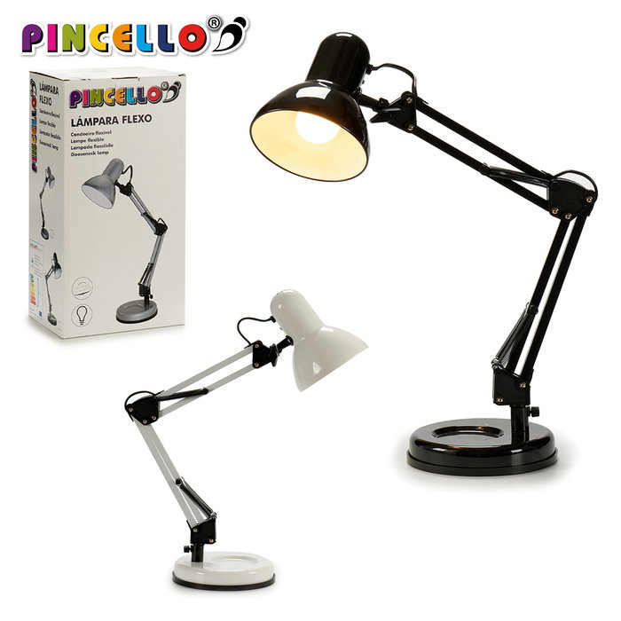Pincello Lampara Flexo Metal Muelles Surtidos Blanco, Negro, Plata 15x58x15 cm (Set de 6)