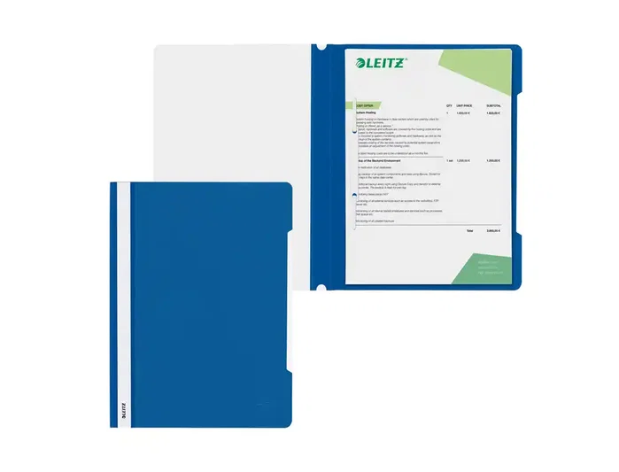 LEITZ Dosier Fastener PVC A4 Azul con Tarjetero (Set de 25)