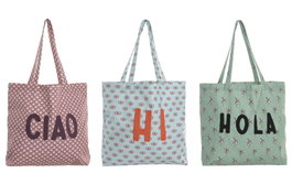 DKD Home Decor Bolsas Canvas Tropical Boho Surtido de 3 Colores, Pack de 6