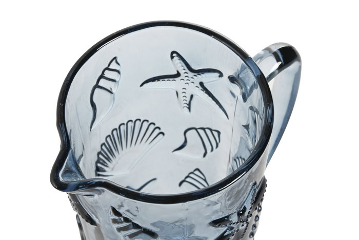 DKD Home Decor Jarra de Cristal Relieve Azul