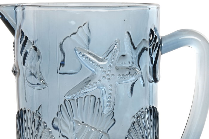 DKD Home Decor Jarra de Cristal Relieve Azul