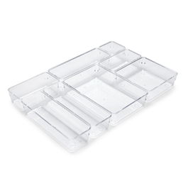 Emuca Kit de 8 Cubos organizadores Cube para cajón, Plástico, Transparente