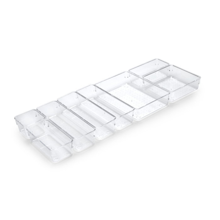 Emuca Kit de 8 Cubos organizadores Cube para cajón, Plástico, Transparente