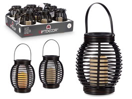 Giftdecor Farol Vela Led Con Asa 16.5x21 cm Gris Oscuro (Set de 9)