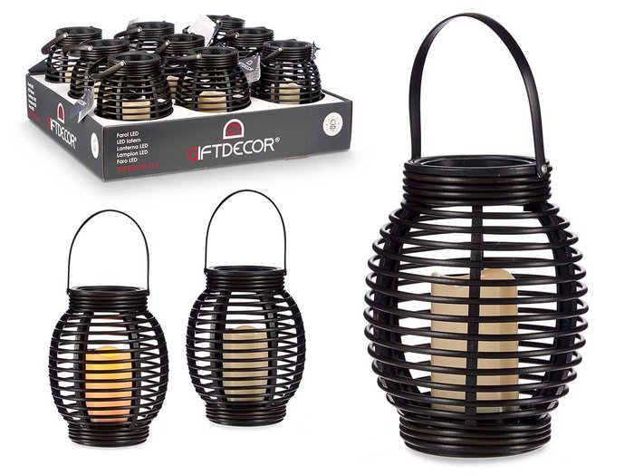Giftdecor Farol Vela Led Con Asa 16.5x21 cm Gris Oscuro (Set de 9) Giftdecor Farol Vela Led Con Asa 16.5x21 cm Gris Oscuro (Set de 9)
