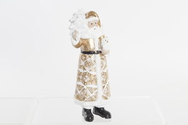 DKD Home Decor Figura de Santa Dorado y Blanco en Resina