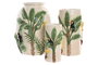 DKD Home Decor Jarrón de Cerámica Palmera y Pájaros Crudo/Verde