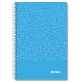 Imprex Cuaderno Espiral Tapa PP Folio 80H 90gr 4x4 Azul (Set de 4) (Set de 4)