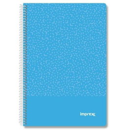 IMPREX Set de 4 Cuadernos Espiral Tapa PP Folio 80H 90gr Azul