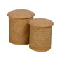 Ixia Pack de 2 Pufs Natural de Ratán para Salón 40x40x46 cm