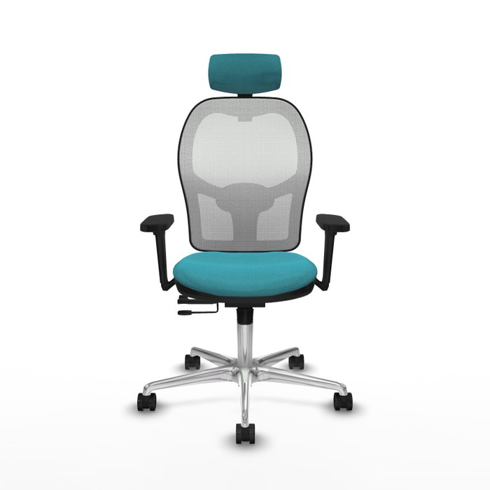 PIQUERAS Y CRESPO Silla de oficina Jorquera con mecanismo Sincro/Traslack, Turquesa y Blanco
