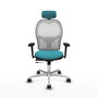PIQUERAS Y CRESPO Silla de oficina Jorquera con mecanismo Sincro/Traslack, Turquesa y Blanco