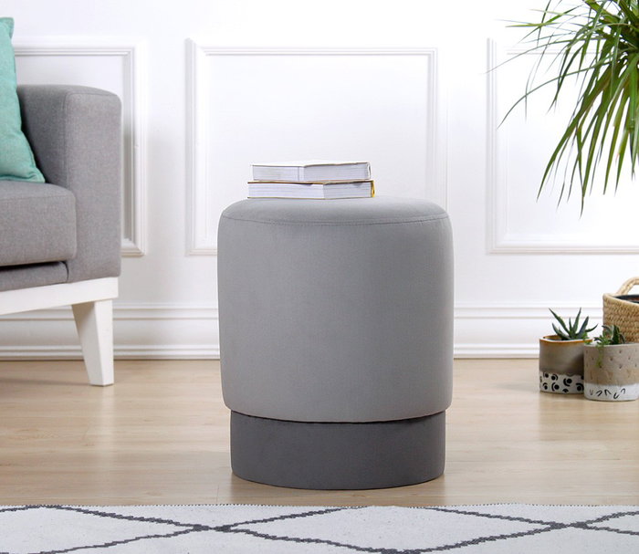 Atelier Del Sofa Puf de Terciopelo Gris con Esponja Ortopedica de 35 DNS y 5cm de Grosor 43x38cm Atelier Del Sofa Puf de Terciopelo Gris con Esponja Ortopedica de 35 DNS y 5cm de Grosor 43x38cm