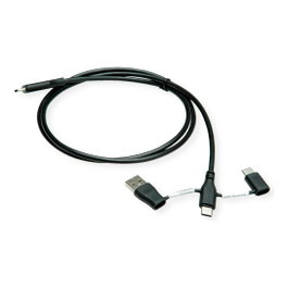 ROLINE Cable USB 2.0 Tipo C a USB A/C con adaptadores de bloqueo de datos, 1 m
