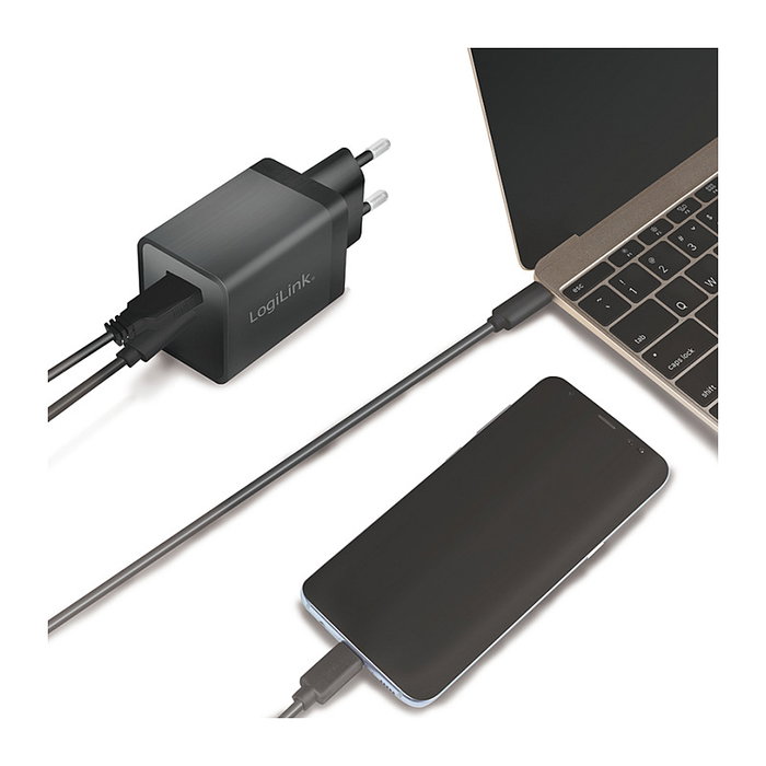 LogiLink Kit de carga USB-A/C de 15 W, Negro