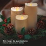 Bambasy Pack de 3 velas decorativas LED de cera Blanco (100-120-150mm)