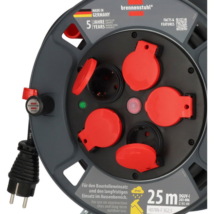 Brennenstuhl Carrete de Cable Profesional IP44 300 KU 2200 con 25 m Brennenstuhl Carrete de Cable Profesional IP44 300 KU 2200 con 25 m
