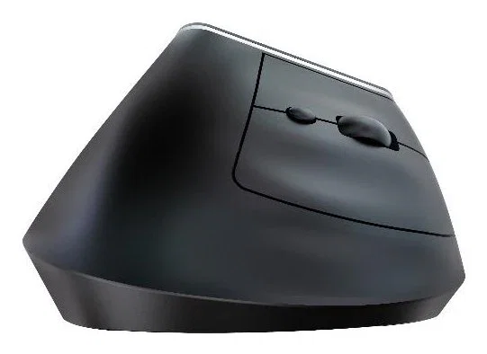 Nilox NXMOEVR01B Ratón Vertical Inalámbrico Dual Recargable, Bluetooth 5.2 y 2.4GHz, 1600 DPI, RGB, 6 Botones, Negro