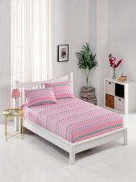 L'essentiel linge de maison Juego de Sábanas Individual Pink 100x200+20cm 65% Algodón 35% Poliéster Incluye Funda Almohada 50x70cm Colores Rosa Azul Verde