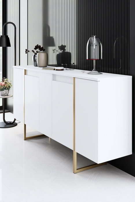 Hanah Home Consola Blanca y Dorada 160cm x 35cm x 80cm Elegante Sofisticación para Hogar