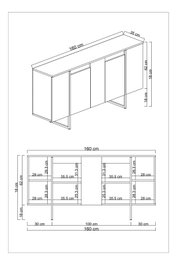 Hanah Home Consola Blanca y Dorada 160cm x 35cm x 80cm Elegante Sofisticación para Hogar