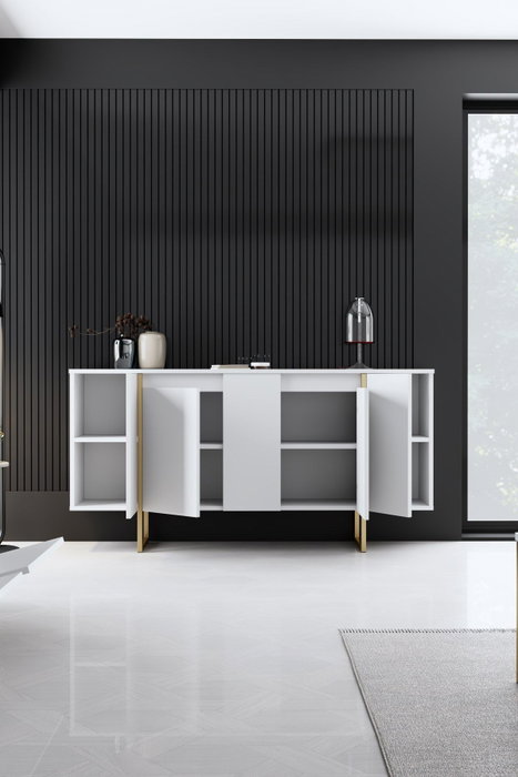 Hanah Home Consola Blanca y Dorada 160cm x 35cm x 80cm Elegante Sofisticación para Hogar