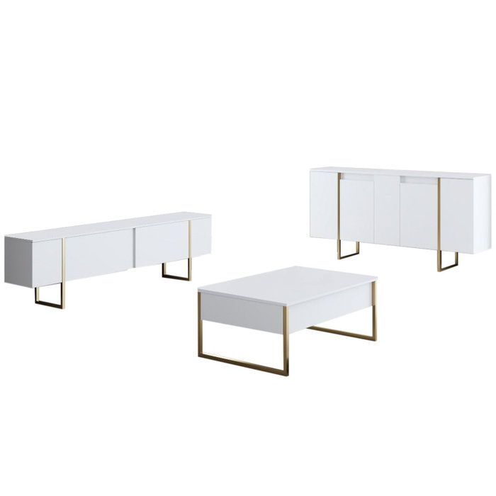 Hanah Home Consola Blanca y Dorada 160cm x 35cm x 80cm Elegante Sofisticación para Hogar