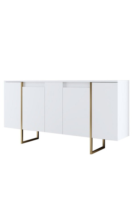 Hanah Home Consola Blanca y Dorada 160cm x 35cm x 80cm Elegante Sofisticación para Hogar
