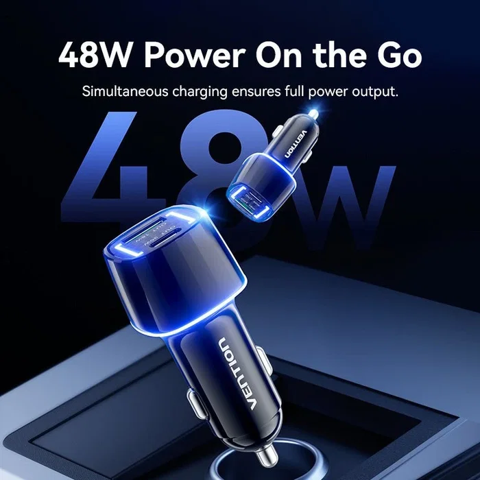 Vention Cargador de Coche FFRB0 48W con 1x USB-C y 1x USB-A