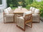 DKD Home Decor Mesa Comedor Lorenzzo Terraza Y Jardin Marron Crudo Eucalipto Cuerda Poliester 100 x 75 x 230 cm Set de 9