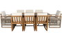DKD Home Decor Mesa Comedor Lorenzzo Terraza Y Jardin Marron Crudo Eucalipto Cuerda Poliester 100 x 75 x 230 cm Set de 9