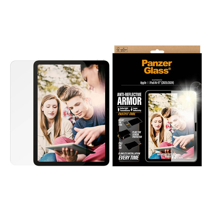 PanzerGlass Protector de Pantalla Anti-Reflejo Armor para iPad Air 11 (2024-2026) con Kit de Aplicación Fastfit - Ultra-Wide Fit, Antihuellas, Resistente a Rayones PanzerGlass Protector de Pantalla Anti-Reflejo Armor para iPad Air 11 (2024-2026) con Kit de Aplicación Fastfit - Ultra-Wide Fit, Antihuellas, Resistente a Rayones
