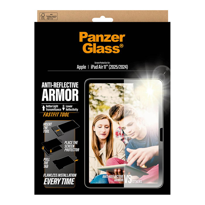 PanzerGlass Protector de Pantalla Anti-Reflejo Armor para iPad Air 11 (2024-2026) con Kit de Aplicación Fastfit - Ultra-Wide Fit, Antihuellas, Resistente a Rayones PanzerGlass Protector de Pantalla Anti-Reflejo Armor para iPad Air 11 (2024-2026) con Kit de Aplicación Fastfit - Ultra-Wide Fit, Antihuellas, Resistente a Rayones